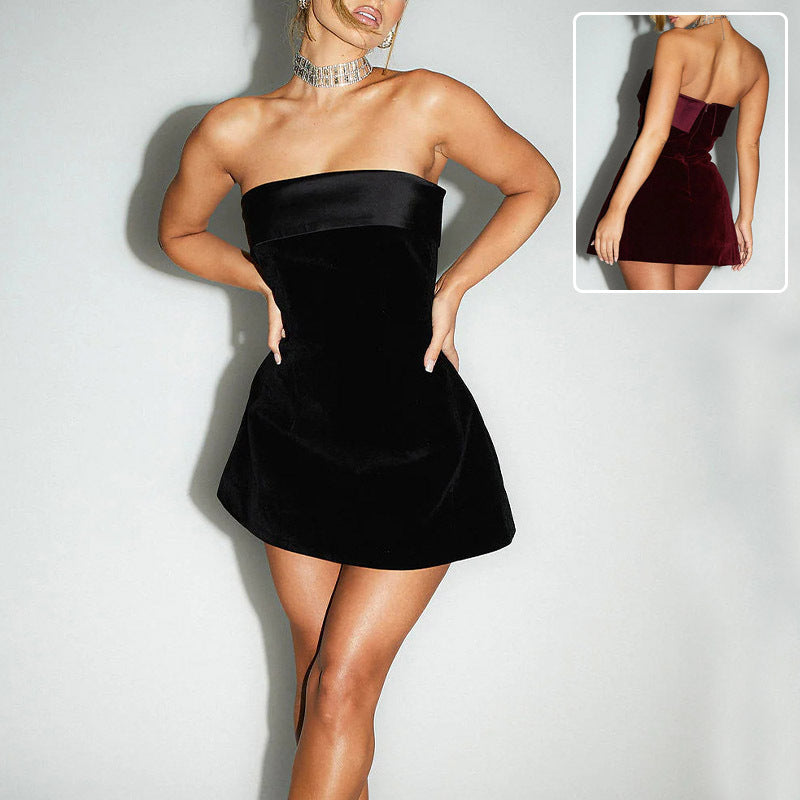 Slim Tube-top A-line Short Dress for Women for Parties and Evenings.