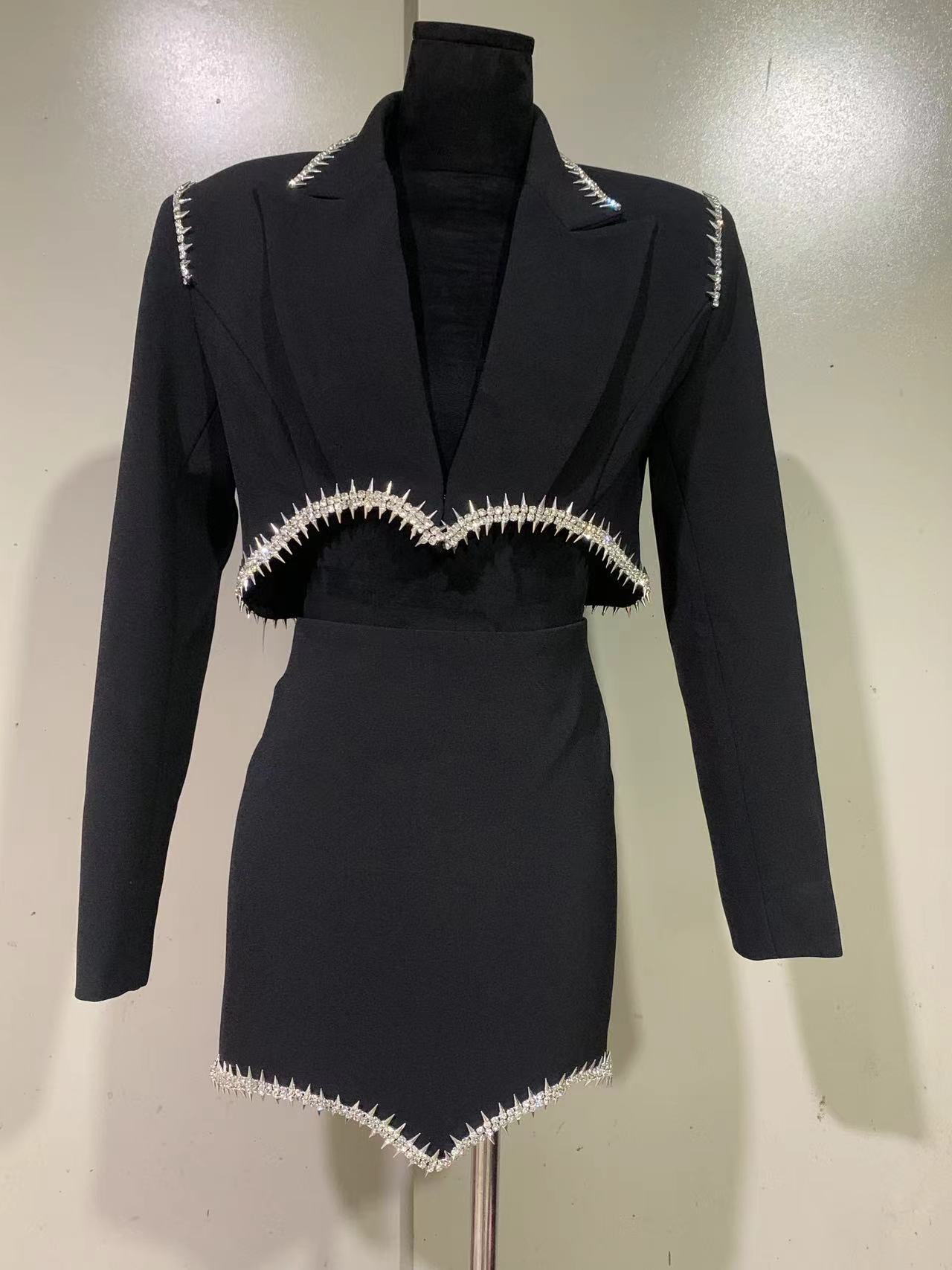 Retro Houndstooth Short Suit Coat Set