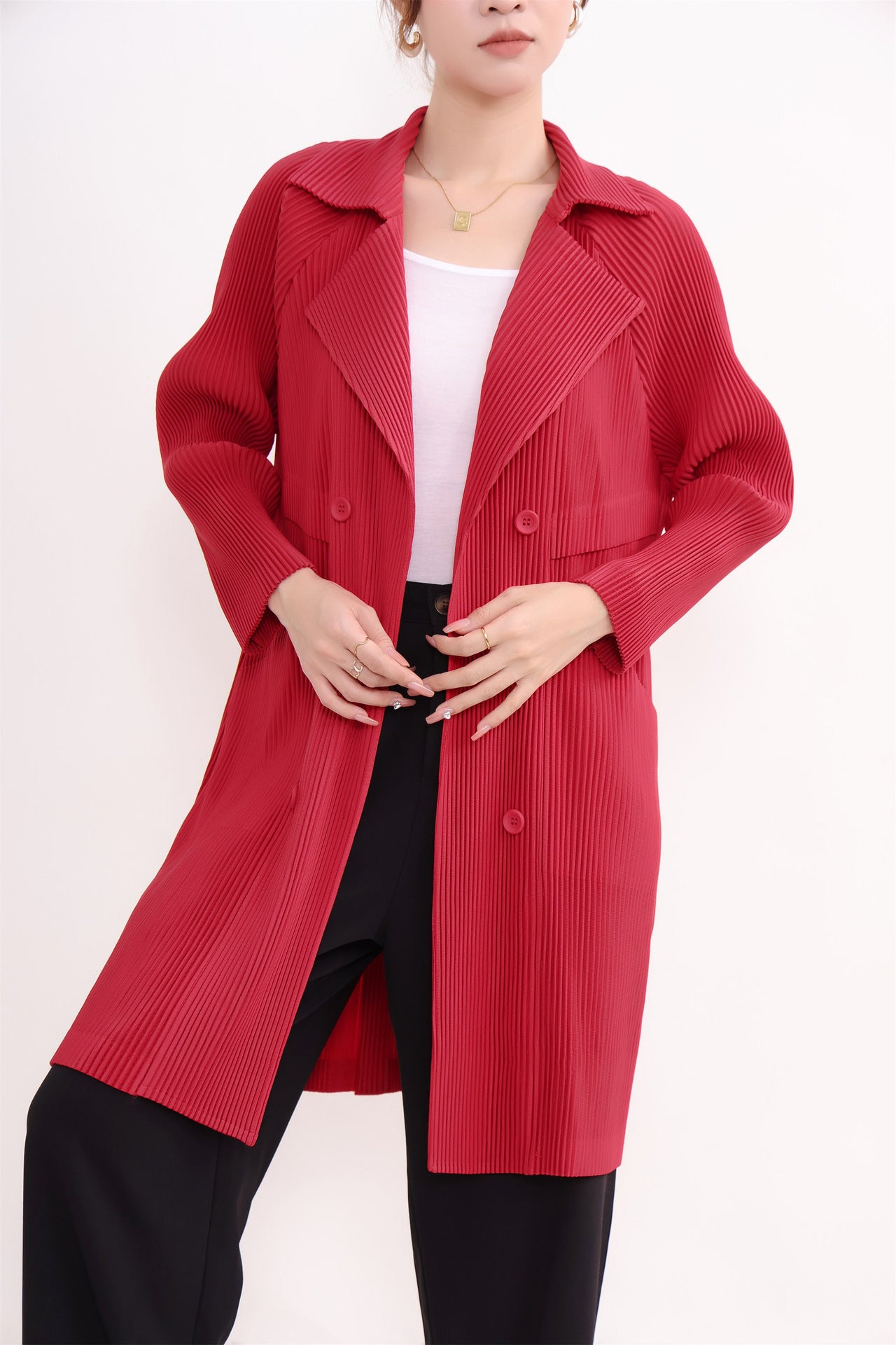 Women's Commuter Solid Color Suit Coat Mid-length