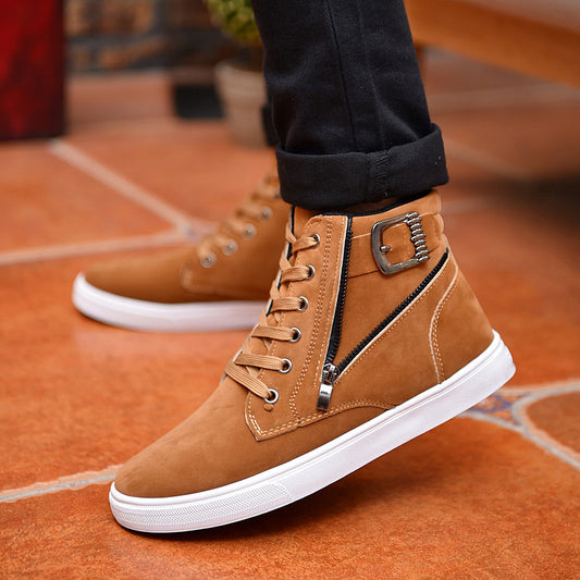 Winter Men's Boots Buckle Metrosexual Shoes Korean High Shoes British Style Casual Shoes