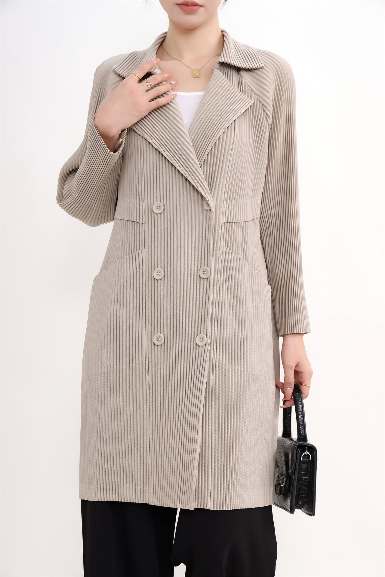 Women's Commuter Solid Color Suit Coat Mid-length