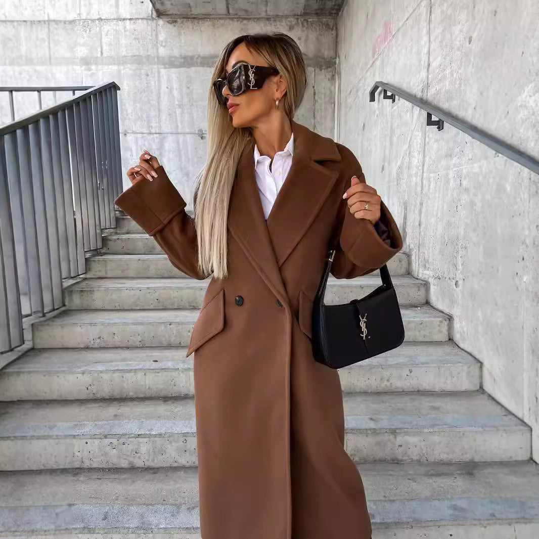 Manteau croisé en laine avec col de costume