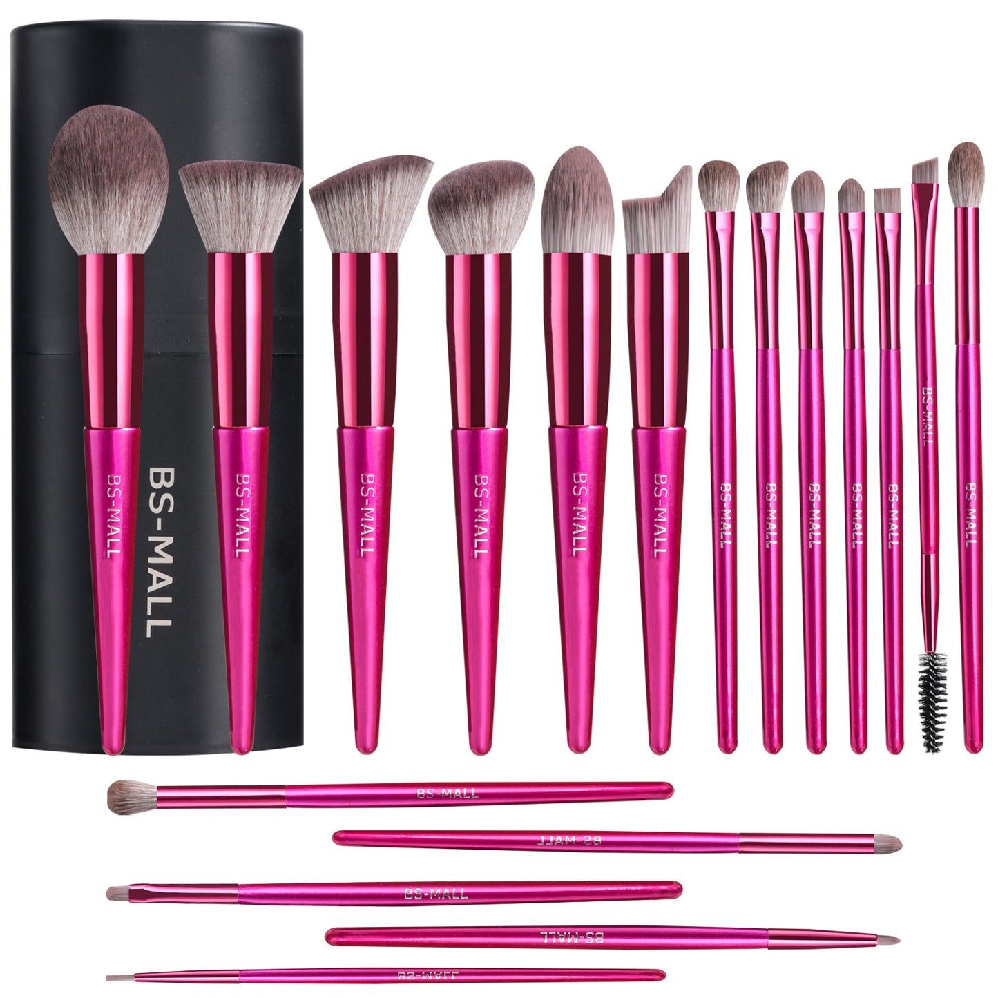 18 Brilliant Red Makeup Brushes Suit In Stock Logo-free Beauty Tools Long Handle Makeup Brushes