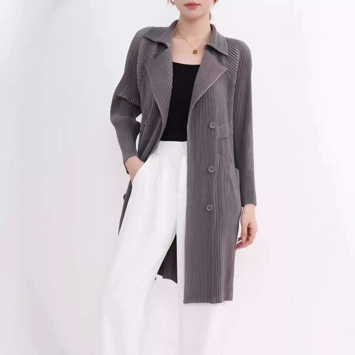 Women's Commuter Solid Color Suit Coat Mid-length