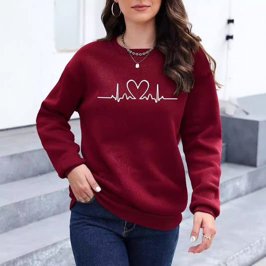 Casual Pattern Long Sleeve Loose Sports Sweater