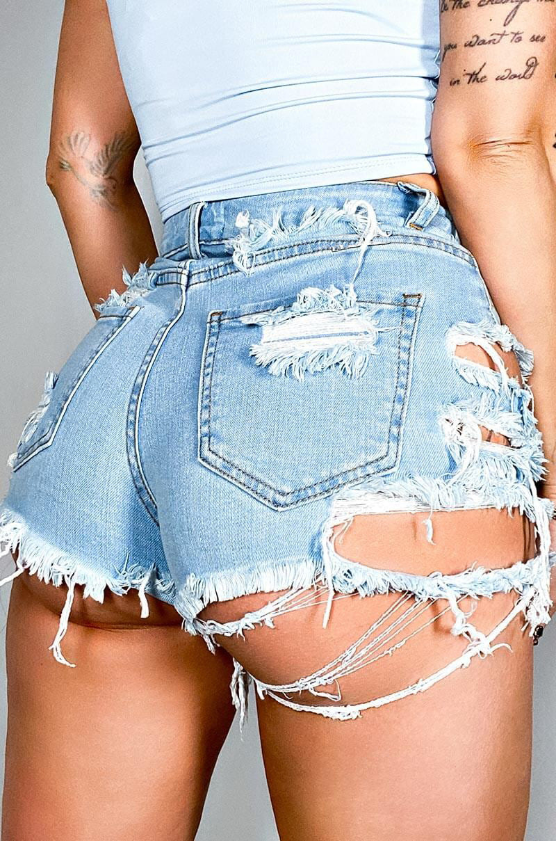 New Irregular Torn Raw Edge Ripped Denim Shorts Hot Pants