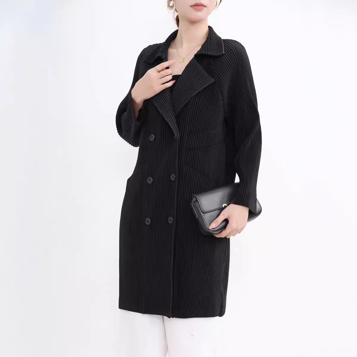 Women's Commuter Solid Color Suit Coat Mid-length